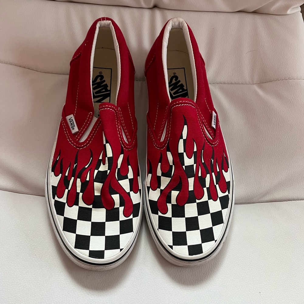 Vans Blood Drip Red Flame Checkered Skateboarding Shoes